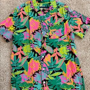 Cat & Jack Colorful Tropical Kids Button Down Shirt